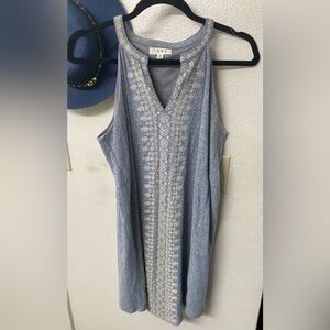 Stitch Fix THML Light Blue Embroidered V-Neck Tank Dress